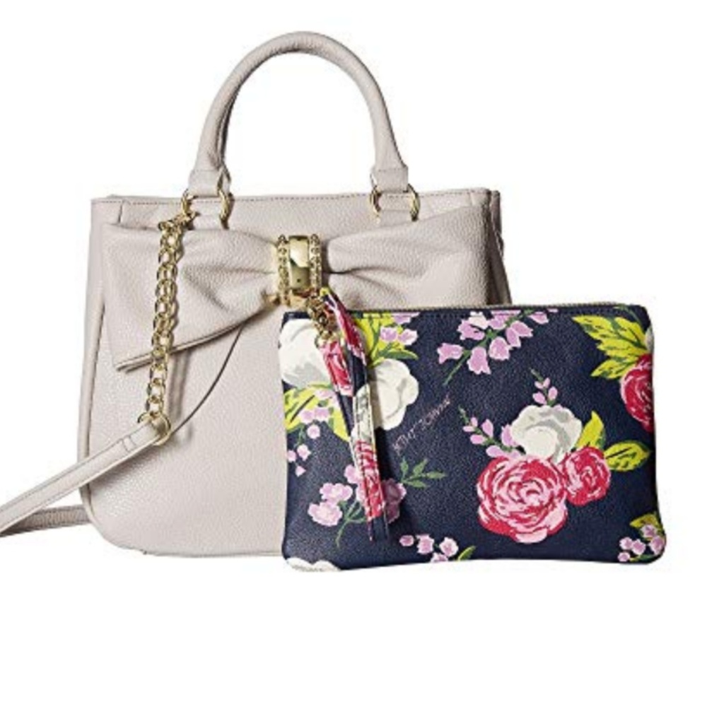 NWT Betsey Johnson Handbag With Floral Zip Bag